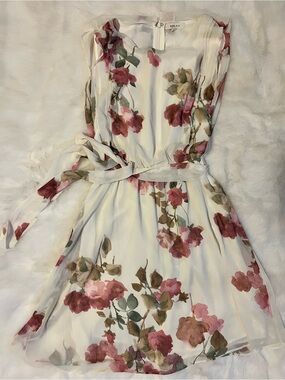 Gilli Cream Mini Dress with Rose Floral Print